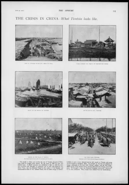 1900 CHINA Crisis Tientsin Temple Boats Pei-Ho Graves Plain Taku Road  (264)