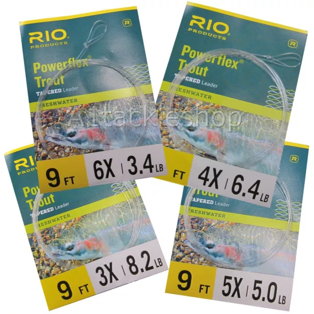 Rio Powerflex Knotless Tapered Trout Fly Fishing Leader/Cast - Choose Strength