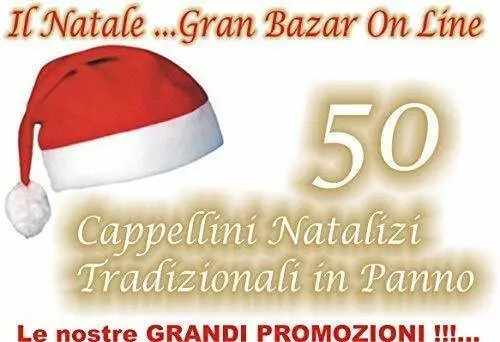 50 CAPPELLO BABBO NATALE TRADIZIONALE Panno Lenci STOCK FESTA PARTY ANIMAZIONE