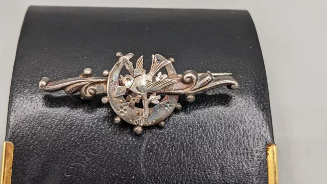 Antique R.J.W. Victorian England Sterling Silver Bird Cutout Brooch Pin-1 5/8" 3