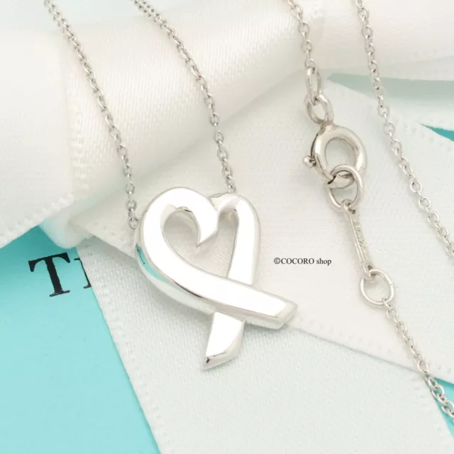 GIFT* Tiffany & Co. Picasso Loving Heart Necklace Pendant 16.5" w/Box & Pouch