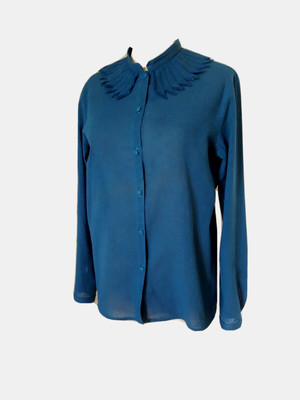 CHEMISIER CHEMISE en coton bleu T.38 CACHAREL VINTAGE 80 Blue blouse sz S