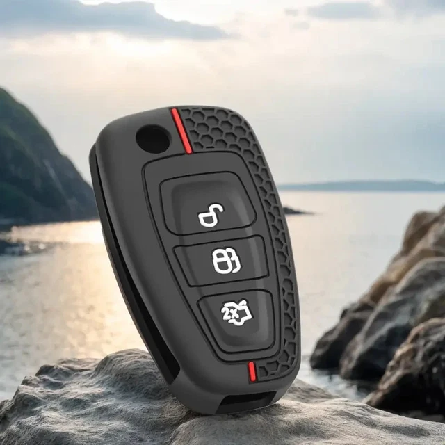 Recambio Llave Mondeo Transit Carcasa De Llave Para Ford Fiesta, Focus, Mondeo - 3 Botones - Compatible Con Varios Modelos (2000-2015) Carcasa Llave Ford Fiesta