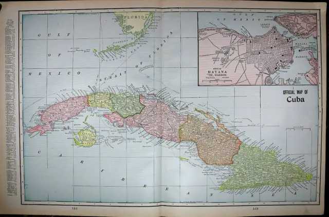 Old (21x14) 1899 Cram's Atlas Map ~ CUBA - HAVANA ~ Free S&H ~Inv#507 2