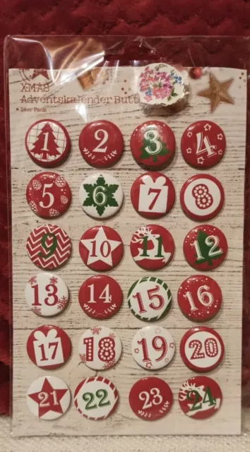 Adventskalender Zahlen Buttons Nummer 1-24 zum Weihnachtskalender selber Buttons