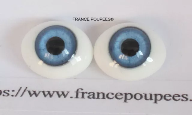Yeux verre bleu 16mm ovales poupée ancienne/moderne/BJD-Oval Doll Glass Eyes