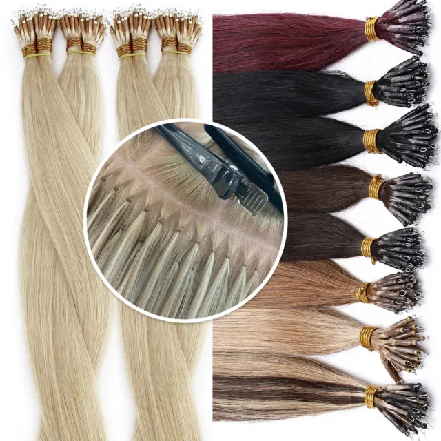 Nano Ring Tip Bead Double Drawn Human Hair Extensions Real Russian Remy Hair AUS