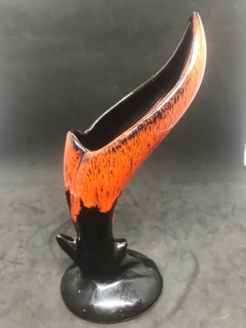 Vtg Mid Century Bird Of Paradise Ceramic Earth Swirl Vase MCM Van Briggle Style