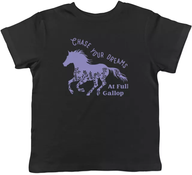 T-shirt bambini Chase your Dreams cavalli al galoppo bambini ragazzi ragazze regalo