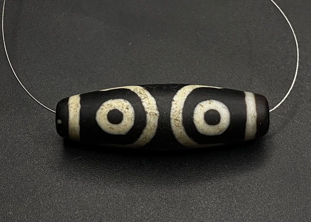 Antiguo antiguo Himalaya Indo tibetano puro 3 ojos Dzi amuleto colgante cuenta