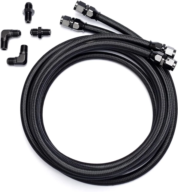 6AN 3/8" 20FT CPE Transmission Cooler Line Set, Universal Compatibility & Wide Applicability (Nylon And Stainless Steel Braided Lines