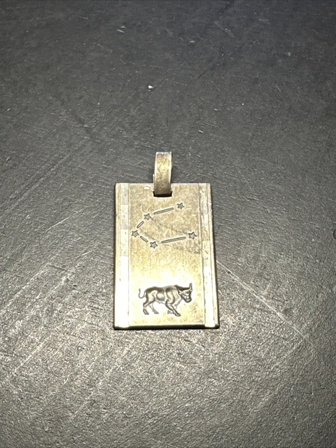 Pendentif Ancien Signe Astrologique Taureau En Argent Massif - Occasion, Poinçon 925