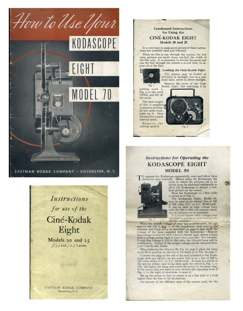 VINTAGE MANUALS for Cine-Kodak Eight (20/25) &Kodascope Eight (50 & 70) CAMCOL50