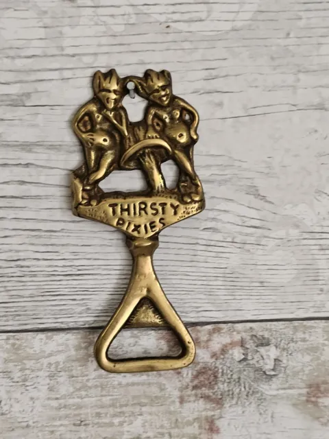 Thirsty Pixie Brass Bottle Opener Vintage Pixies Solid