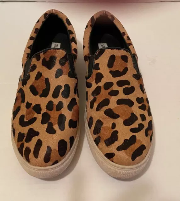 Womens Steve Madden Slip On Sneakers Ecentric Animal Print Cow Hair Uppers 9B