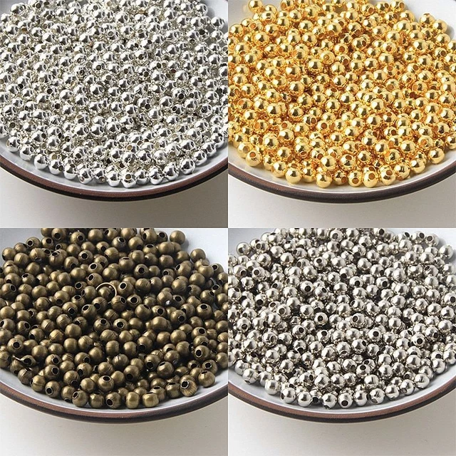 Mix Color Metal Beads Small Ball Spacer Making Jewelry Finding Craft Accessories