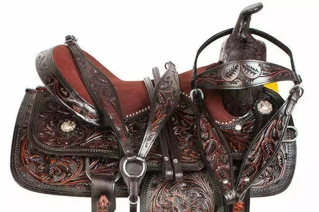 Selle Western Barrel Racing En Cuir Sans Arbres - Taille 14 à 18 Pouces - Fait Main