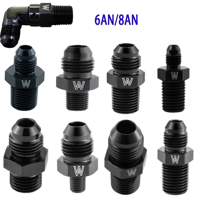 6AN 8AN Flare to 1/8 NPT 3/8 NPT 1/4 NPT  1/2 NPT Adapter Fitting Aluminum BLACK