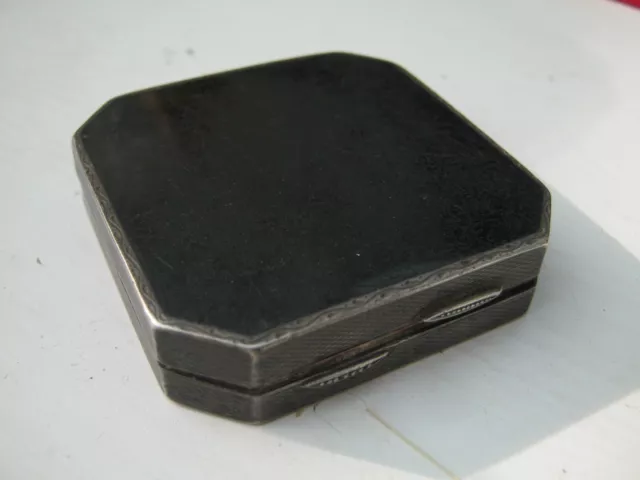 London 1929 Sterling Silver Compact / Box With Onyx /Enamel Lid