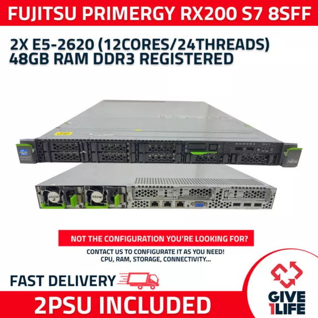 Rack Serveur FUJITSU RX200 S7 8SFF 2XE5-2620 + 48GB + D2616-A22+ 2PSU