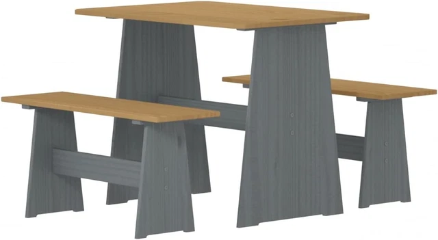 Juego de comedor de banco con mesa de comedor de madera maciza y sillas de comedor de madera para