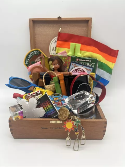 Junk Drawer Lot MEGA - Love & Rainbows - Vintage Hula Girl, Collectables, 45 Pcs