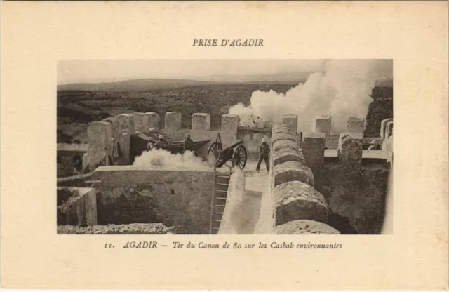 CPA AK Militaire AGADIR Tir du Canon sur les Casbah MAROC (23944)
