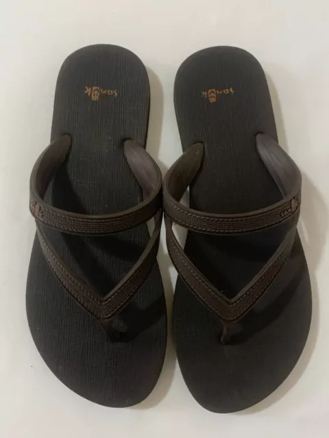 SANUK BROWN FLIP Flops Size 8-9 Womens Rubber Sandals Thong $16.95 ...