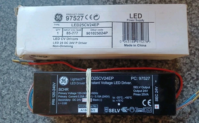 24V 25W LED Driver Constant Voltage LED25CV24EP, 97527. GE LIGHTECH £14 ...