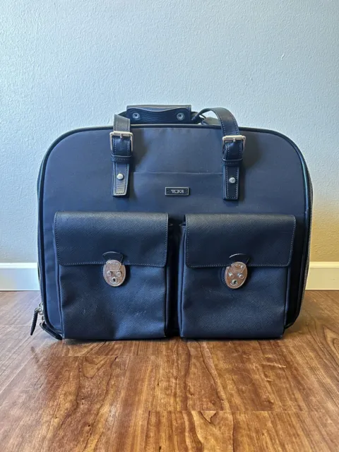 TUMI  Wheel Rolling Expandable Laptop Briefcase Carry On Bag Black Pockets