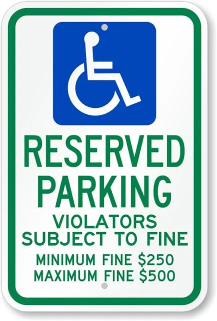 Ada Handicap Reserved Parking Aluminum Weatherproof 8" x 12" Sign p00255