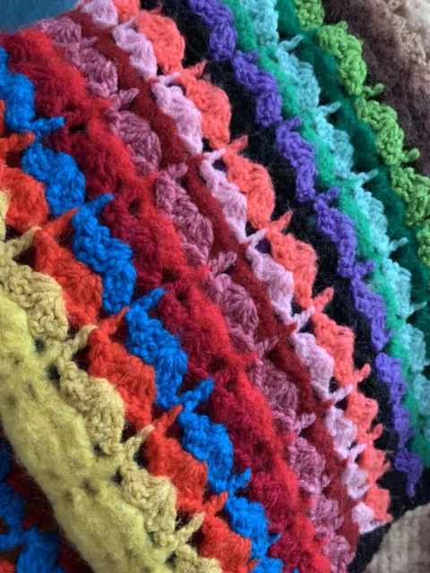 Vintage Handmade Crochet Afghan Throw Lap Blanket Multi Color (48”x 46”)