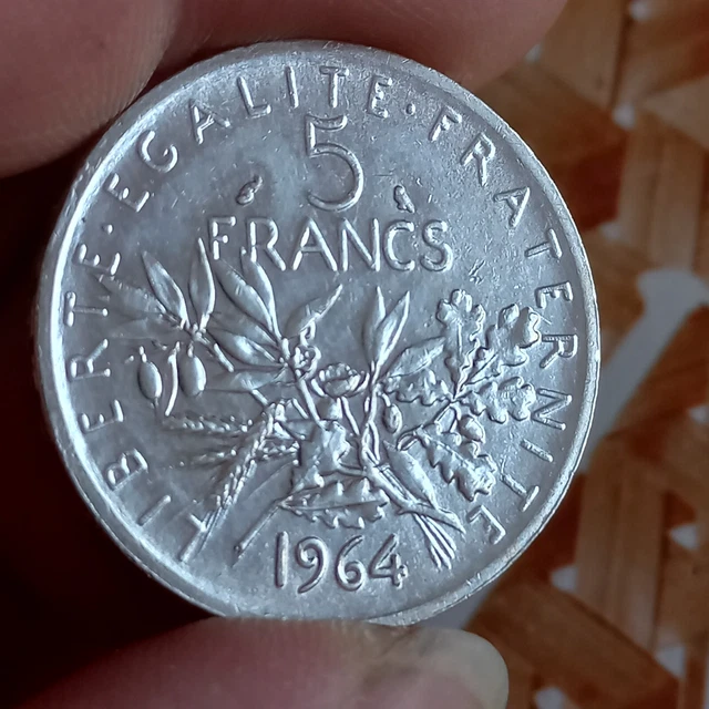 *43* ! Rare!  Piece De 5F Semeuse 1966 Argent  Sup/Spl