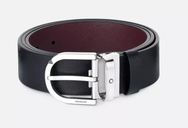MONTBLANC M Shaped 35MM Black Reversible Leather Belt 129443