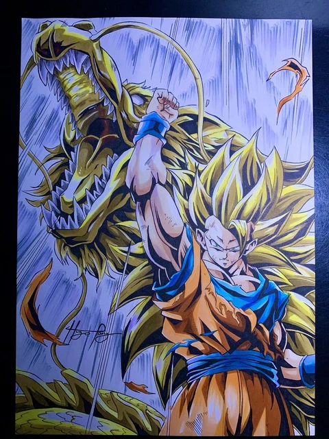 Dragonball Goku Super Saiyan Print Signed Limited Edition 1/100 By  Hugo219.Draws £15.00 - Picclick Uk