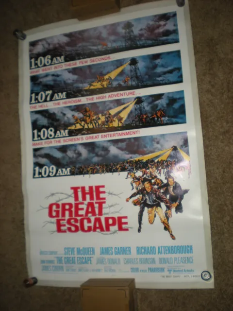 The Great Escape 1980 US Inter'l 1sht Poster, S.McQueen, J.Garner 27x41 on linen