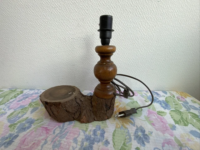 ANCIEN PIED DE lampe en bois deco chalet rétro Art Populaire EUR 39,90