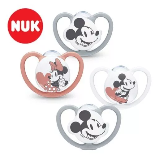 NUK Mickey & Minnie Mouse Tétines Gris & Rose 2-Pack 0-36 Mois Neuf