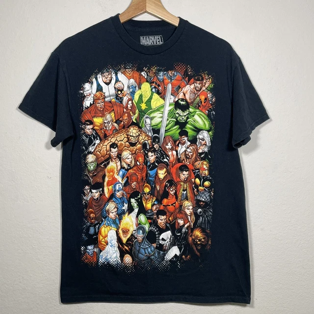 Marvel Superheroes Black Cotton Graphic Mad Engine T Shirt Men Size Medium