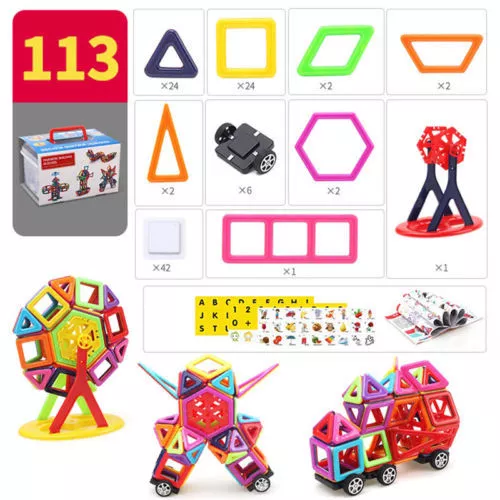 113 pcs Kids Mini Magnetic Blocks Building Toys For Boys Girls Magnet Tiles Kits