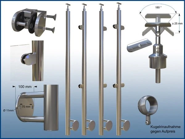 Produktbild von Edelstahl Spigot Für Glasgeländer – Seitliche Montage, Für Glas 8-13,52 Mm, Von Sellon24