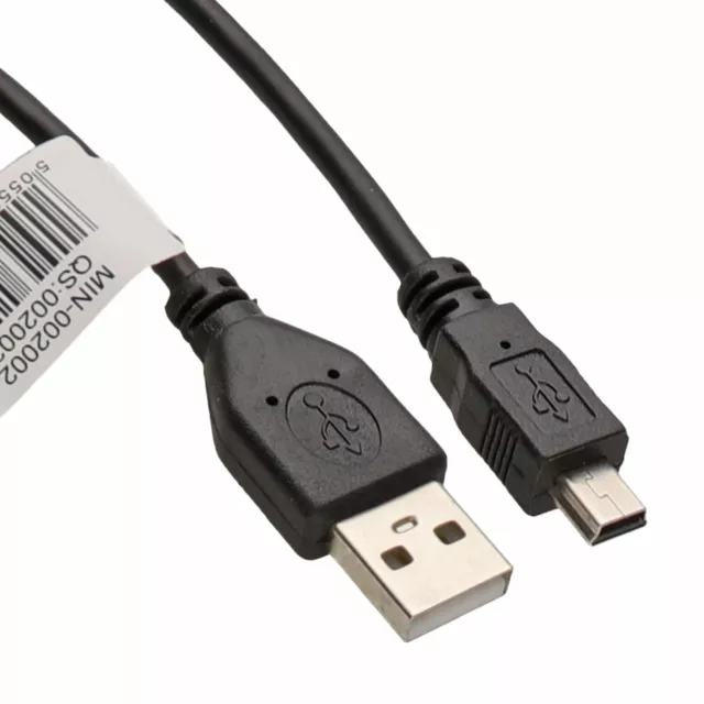 USB 2.0 24AWG Hi-Speed A to mini-B 5 pin Cable Power & Data Lead 3m Black