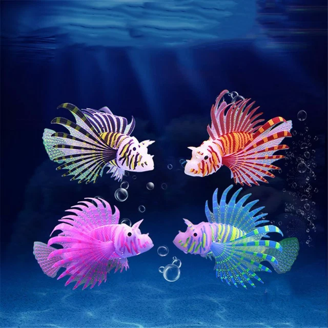 Aquarium Artificial Luminous Lionfish Fish Tank Landscape Silicone Fake Fish 1pc