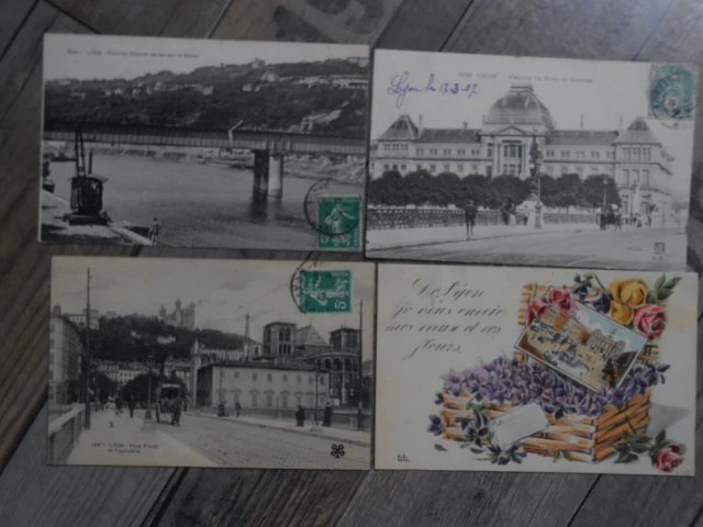 Lyon    :     Lot De 4 Belles Cartes Postales Anciennes.