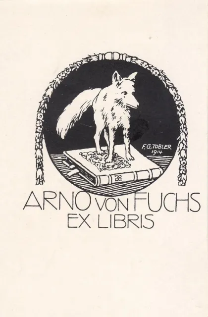 Exlibris Bookplate Cliché Georg Tobler 1883-1946 fuchs Livre
