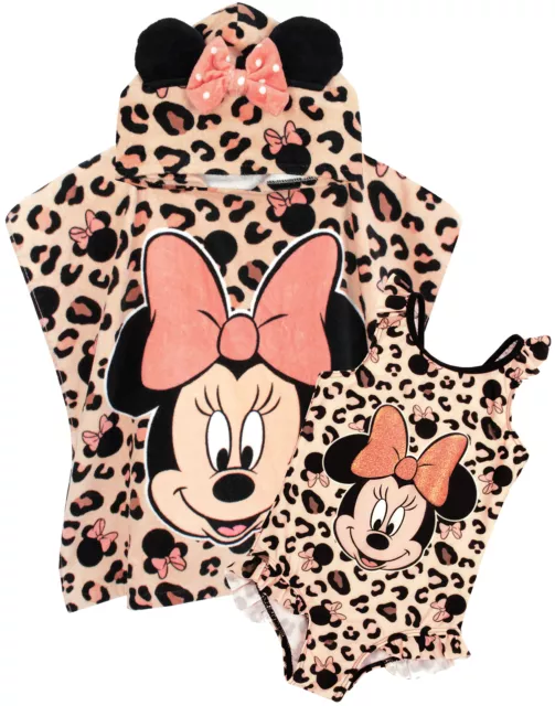 Disney Minnie Mouse Girl's Swimsuit & Hooded Towel Poncho Set