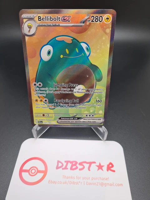 Pokemon Bellibolt EX AR Full Art Rare Holo 237/193 Paldea Evolved Mint Condition