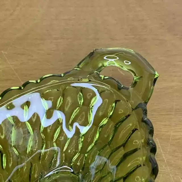 Green Honey Comb Pattern Glass Oval Dish Candy Dish Trinket Dish 3