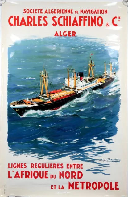 Affiche originale circa 1950 L'Afrique du Nord et la Métropole Chapelet.