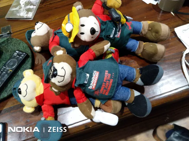 4 BUNNINGS WAREHOUSE TEDDY BEARS Beth Brendan Brian Christmas Deer